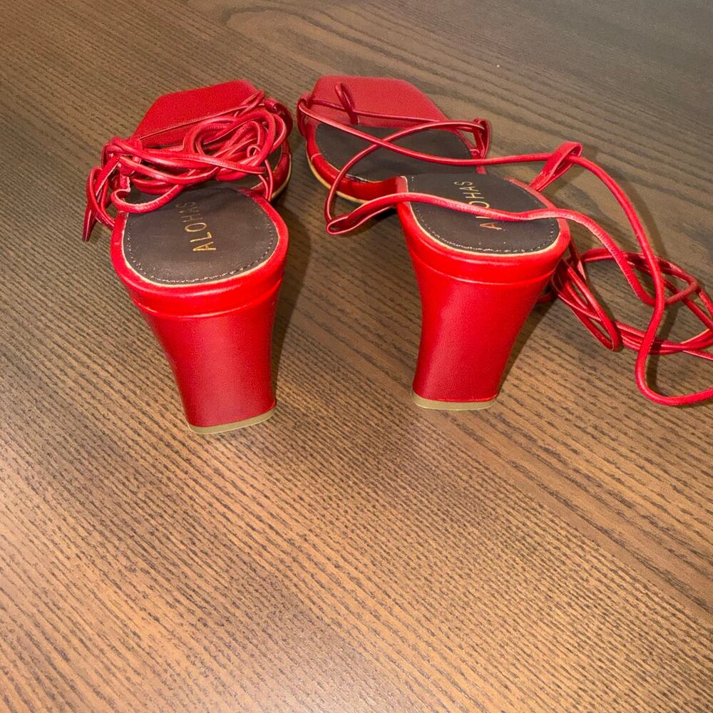 ALOHAS Red Lace-Up Strappy Heels – Size 37 Brand New - Picture 6 of 6